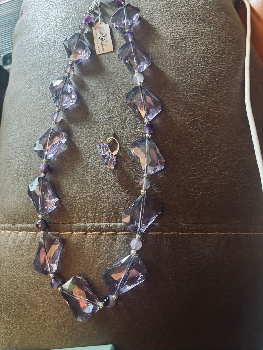 New Park Lane Lavender/Amethyst Color Chunky Glass Necklace w/Earrings Set

$27